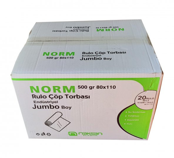 Norm Endüstriyel Jumbo Çöp Torbası Poşeti - 2 Kat - Siyah - 500 Gr. - 80 x 110 Cm. / Koli ürün görseli 1