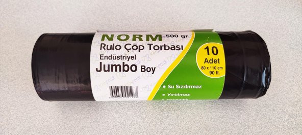 Norm Endüstriyel Jumbo Çöp Torbası Poşeti - 2 Kat - Siyah - 500 Gr. - 80 x 110 Cm. / 1 Rulo ürün görseli 1