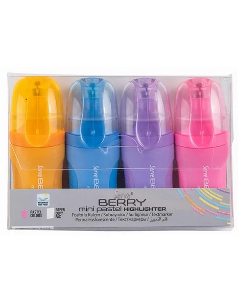 Serve Berry Mini Pastel Fosforlu Kalem 4lü ürün görseli 1