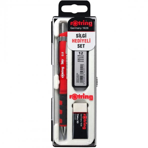 Rotring Tikky 0.5 Min Okul Seti Rotring Silgi Hediyeli Kalem Seti Rotring Sınav Seti Kırmızı ürün görseli 1