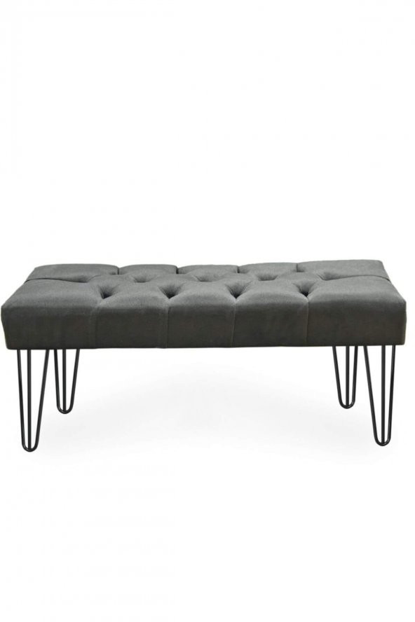 ÜNÜVAR KONSEPT Puf & Benç 45x90-Metal Siyah Ayak Silenebilir Kumaş Antrasit K1 ürün görseli 1