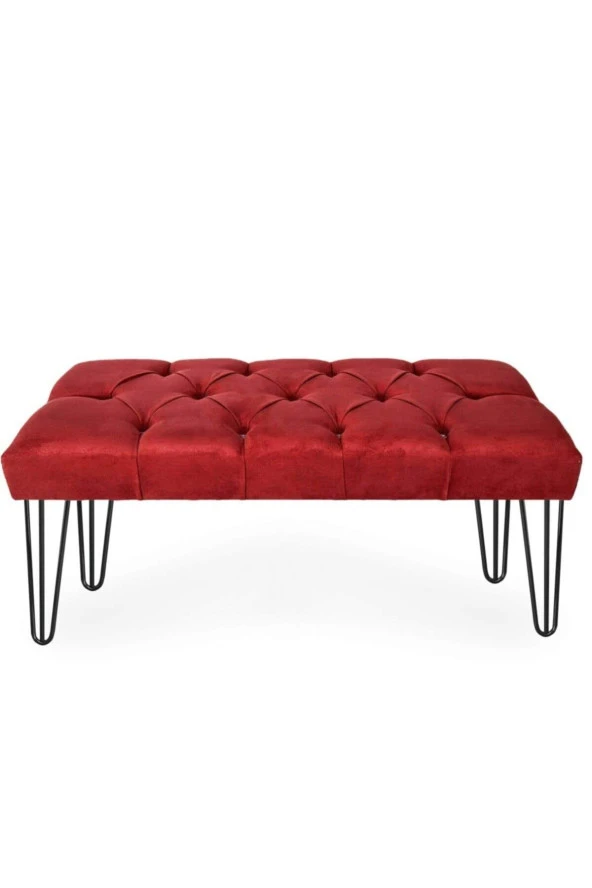 ÜNÜVAR KONSEPT Puf & Benç 45x90-Metal Siyah Ayak Silenebilir Kumaş Bordo K1 ürün görseli 1