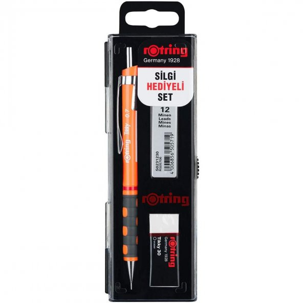 Rotring Tikky 0.7 Min Okul Seti Rotring Silgi Hediyeli Kalem Seti Rotring Sınav Seti Neon Turuncu ürün görseli 1