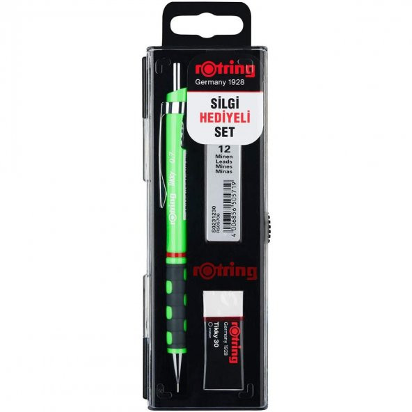 Rotring Tikky 0.7 Min Okul Seti Rotring Silgi Hediyeli Kalem Seti Rotring Sınav Seti Neon Yeşil ürün görseli 1