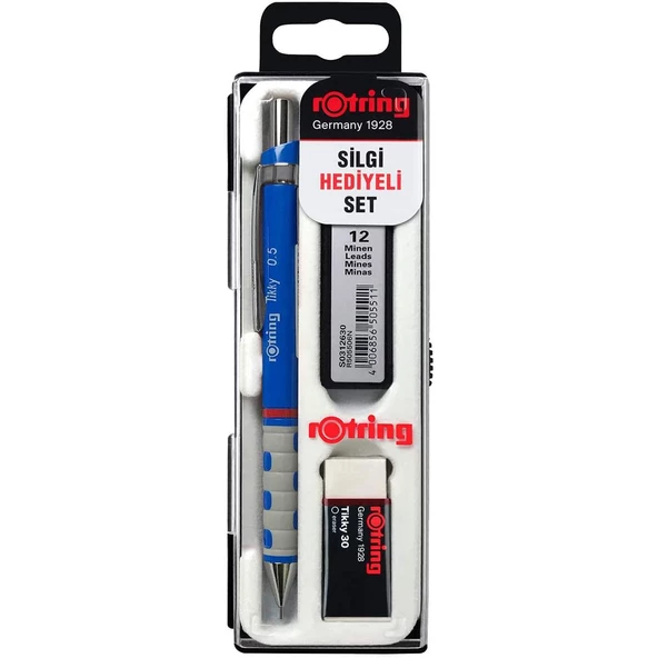 Rotring Tikky 0.5 Min Okul Seti Rotring Silgi Hediyeli Kalem Seti Rotring Sınav Seti Mavi ürün görseli 1
