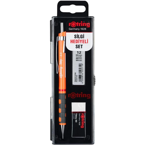 Rotring Tikky 0.5 Min Okul Seti Rotring Silgi Hediyeli Kalem Seti Rotring Sınav Seti Neon Turuncu ürün görseli 1