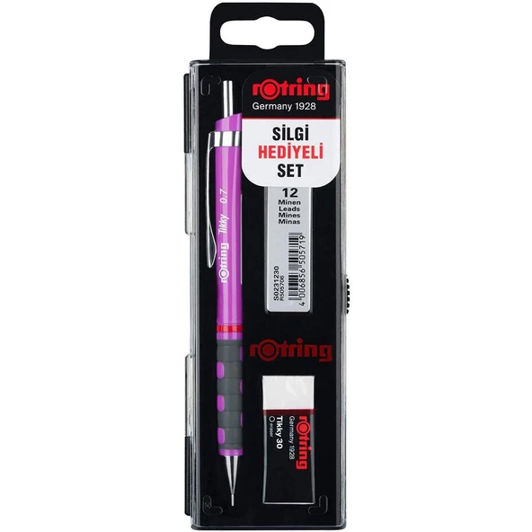 Rotring Tikky 0.7 Min Okul Seti Rotring Silgi Hediyeli Kalem Seti Rotring Sınav Seti Mor ürün görseli 1