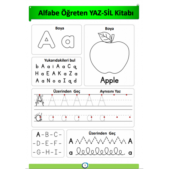 Okul Öncesi Alfabe Kitabı (YAZ-SİL) - Resim 2