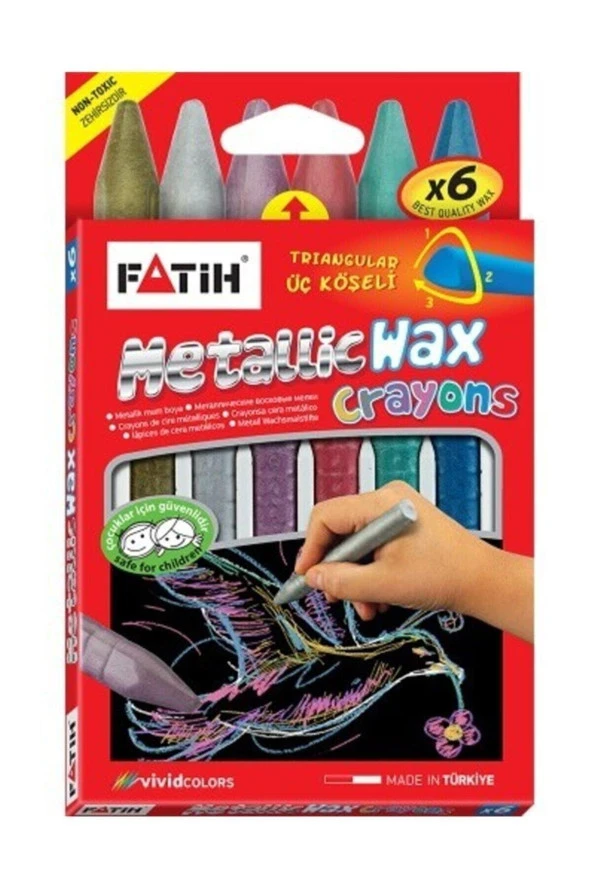 Fatih Mum Pastel Boya Wax Crayons Metalic Kısa 6 Renk Mum Pastel Boya ürün görseli 1