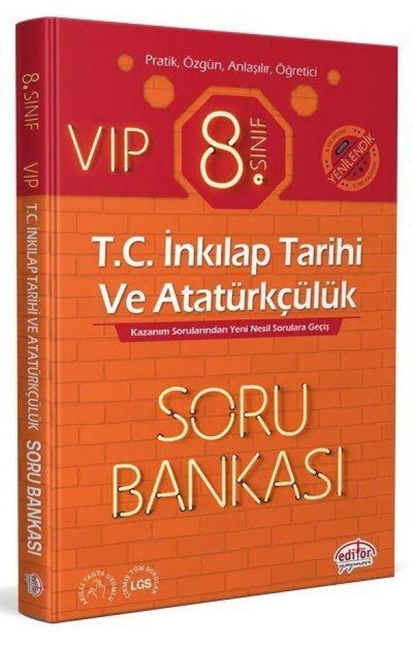 8.Sınıf VIP T.C. İnkılap Tarihi ve Atatürkçülük Soru Bankası Editör Yayınevi ürün görseli 1