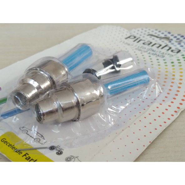 IŞIKLI LED SİBOP KAPAĞI MAVİ (2Lİ TAKIM) NİKELAJ (2 ADET MOTORSİKLET VE BİSİKLET İÇİN) (SİBOP BAŞLIĞI) ürün görseli 1