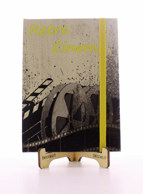 Lastikli Çizgisiz Sert Kapak Retro Cinema Defter ürün görseli 1