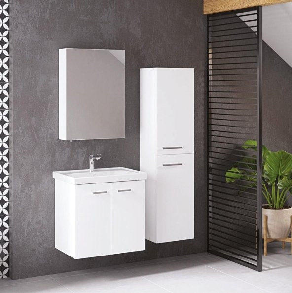 Denko Terra 60 cm MDF Beyaz Banyo Dolabı Takımı ve Boy Dolabı ürün görseli 1