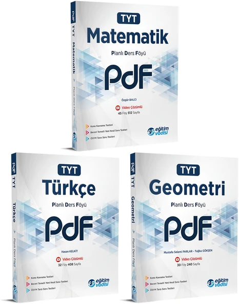 Eğitim Vadisi 2024 Tyt Matematik + Türkçe + Geometri Pdf Planlı Ders Föyü Seti 3 Kitap ürün görseli 1
