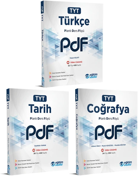 Eğitim Vadisi 2024 Tyt Türkçe + Tarih + Coğrafya Pdf Planlı Ders Föyü Seti 3 Kitap ürün görseli 1