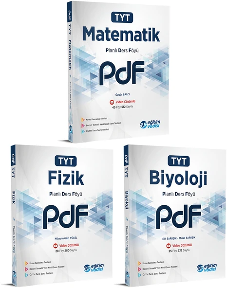 Eğitim Vadisi 2024 Tyt Matematik + Fizik + Biyoloji Pdf Planlı Ders Föyü Seti 3 Kitap ürün görseli 1