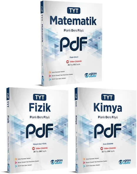 Eğitim Vadisi 2024 Tyt Matematik + Fizik + Kimya Pdf Planlı Ders Föyü Seti 3 Kitap ürün görseli 1
