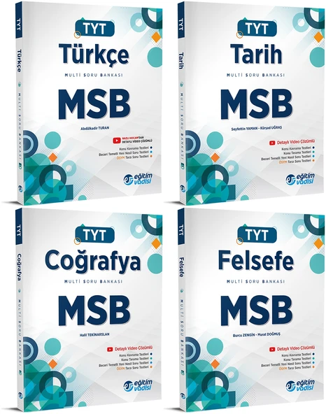 Eğitim Vadisi 2024 Tyt Türkçe + Tarih + Coğrafya + Felsefe Msb Seti 4 Kitap ürün görseli 1