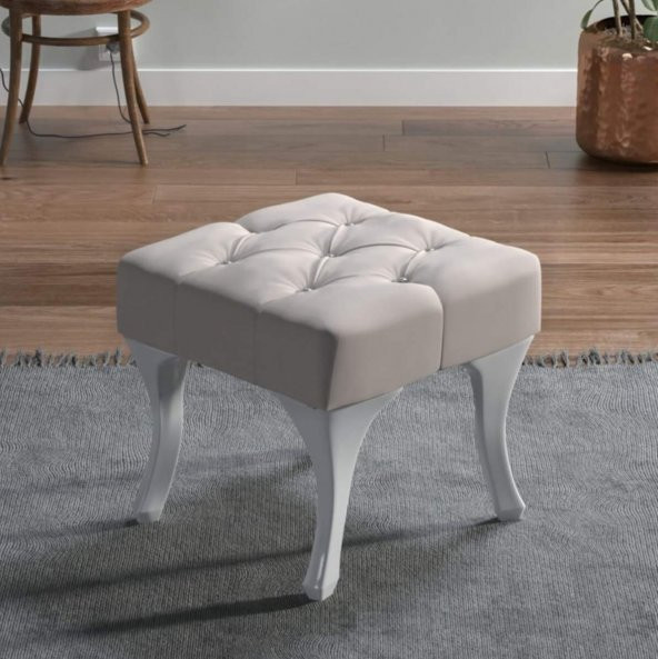 ÜNÜVAR KONSEPT Puf & Benç 45X45-Pls Ayak Silenebilir Kumaş Krem ürün görseli 1