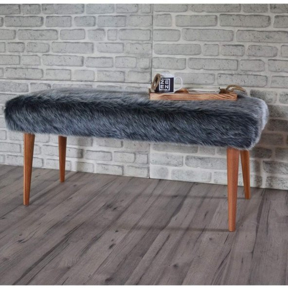 ÜNÜVAR KONSEPT Puf Bench Peluş Antrasit Gri ürün görseli 1