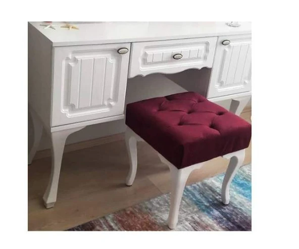 ÜNÜVAR KONSEPT Puf & Benç 45X45-Pls Ayak Silenebilir Kumaş Bordo ürün görseli 1