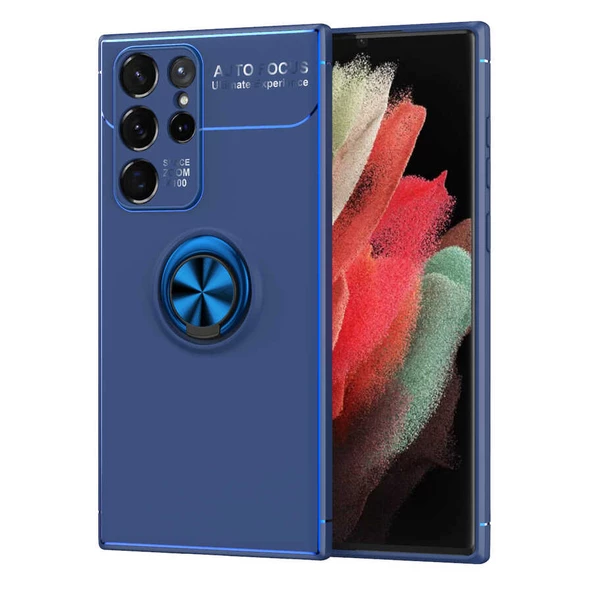 Galaxy S22 Ultra Kılıf Zore Ravel Yüzüklü Silikon Kılıf ürün görseli 1