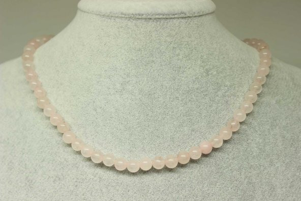 Pembe Kuvars Taşı Kolye 6mm (Klipsli) ürün görseli 1
