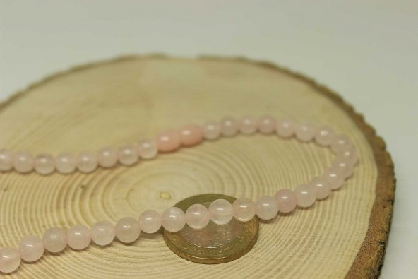 Pembe Kuvars Taşı Kolye 6mm (Klipsli) - Resim 2