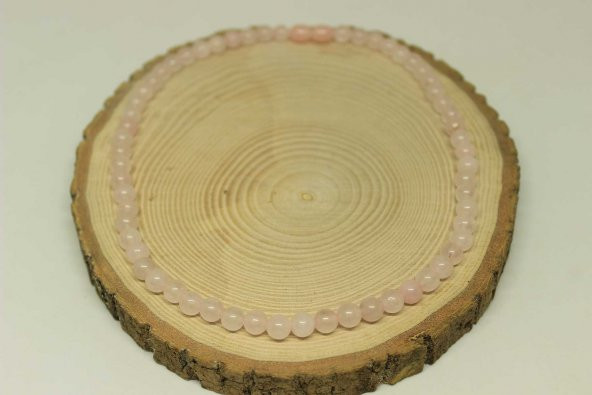 Pembe Kuvars Taşı Kolye 6mm (Klipsli) - Resim 3