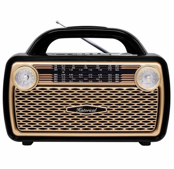 Simex Historical FM Radyo ve Bluetooth Hoparlör Gold ürün görseli 1