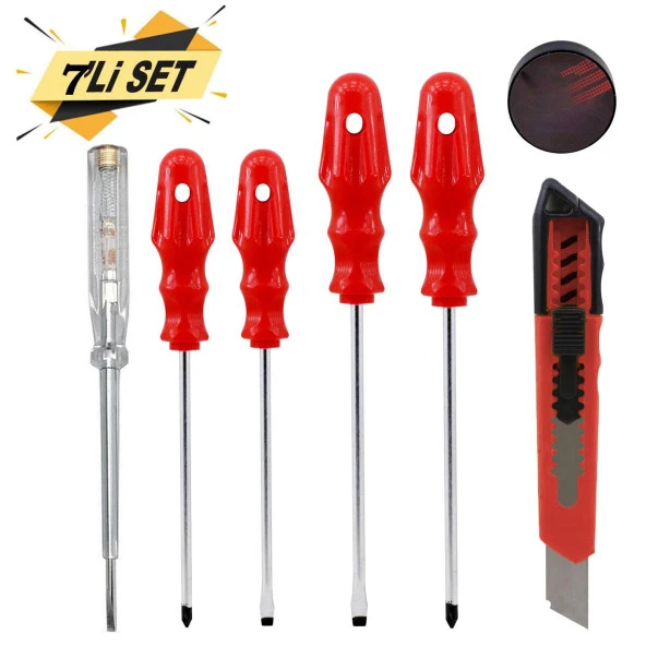 Tornavida Seti Düz Yıldız Uçlu Maket Bıçağı Bant (7Li SET) ürün görseli 1