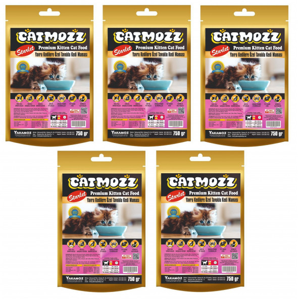 CatMozz Starlet Kitten Tavuklu Seçiçi Kedilere Özel Yavru Kedi Maması 750 Gr Kilitli Paket x 5 Adet ürün görseli 1