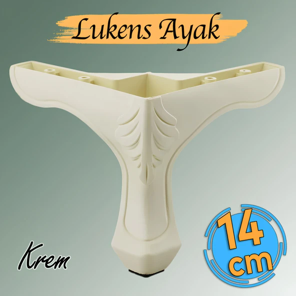 Lukens Desenli Mobilya Kanepe Koltuk TV Ünitesi Ayağı 14 cm Krem Baza Ayakları ürün görseli 1
