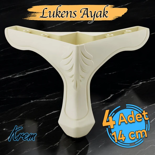 Lukens Desenli Mobilya Kanepe Koltuk TV Ünitesi Ayağı 14 cm Krem Baza Ayakları (4 ADET) ürün görseli 1