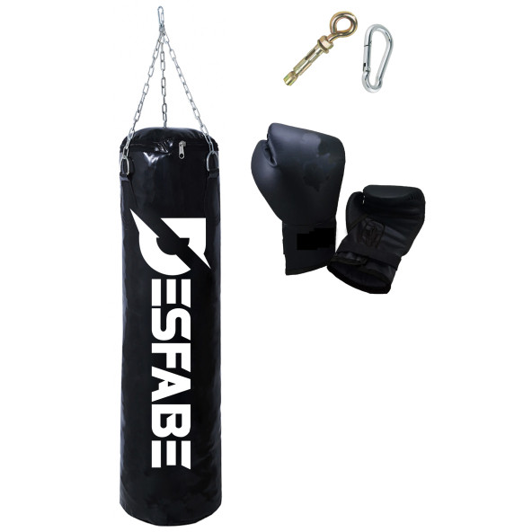 Desfabe Boxing Star 70x25 Cm Zincirli Boks Kum Torbası Siyah +Askı Aparatı+Boks Eldiveni ürün görseli 1