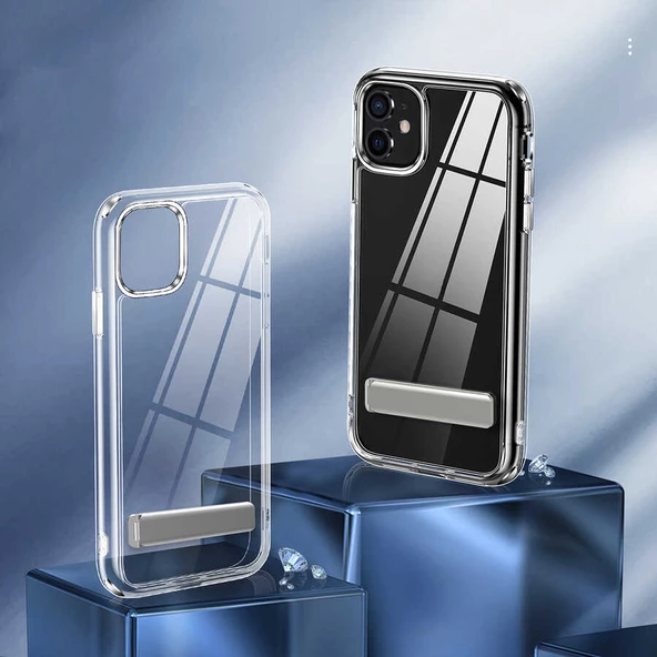 Gpack Apple iPhone 11 Kılıf Lüx Silikon L Standlı - Resim 4