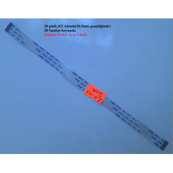 Awm 20624 80C 60V Vw-1 Flex Kablo 20 Pin 20 Cm 20-0.5-20A-2 ürün görseli 1