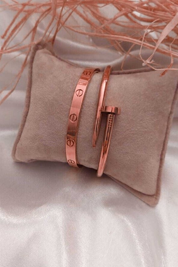 Rose Renk Çivi Ve Cartier Bileklik Set 842 ürün görseli 1