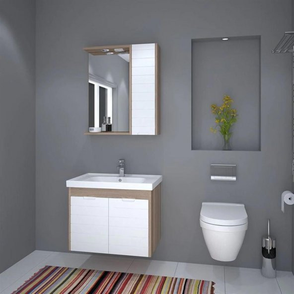 Denko Mostar 70 cm MDF Beyaz Banyo Dolabı Takımı ürün görseli 1