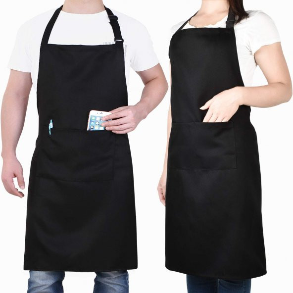 Apron Şef Aşçı Garson Önlüğü Boyundan Askılı Leke Tutmaz Cepli Önlük ürün görseli 1