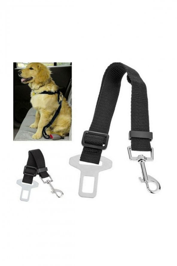 Kedi Köpek Emniyet Kemeri Tasması Ayarlanabilir Tokalı Tasma Araç Oto Emniyet Kemer Tasması Siyah ürün görseli 1