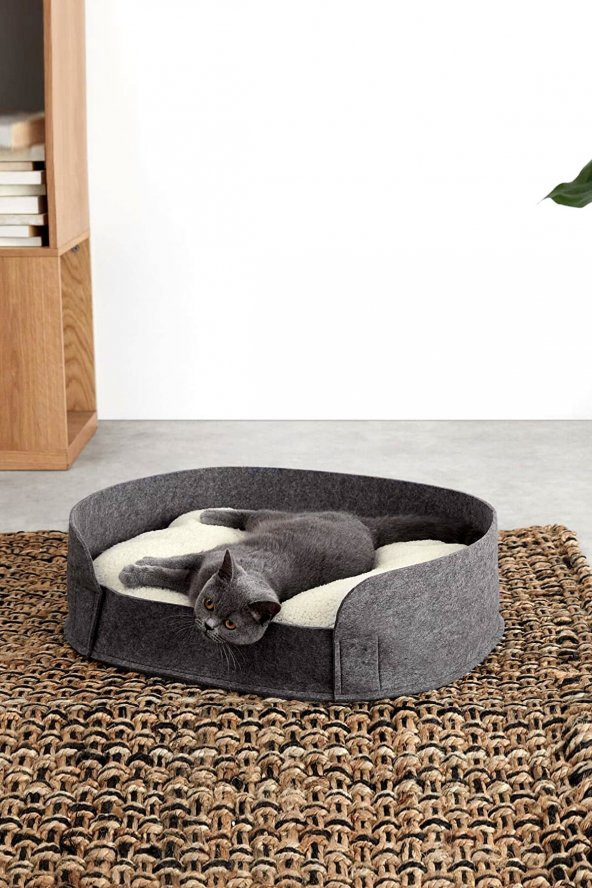 Zeus Kedi Yatağı Gri Evcil Hayvan Peluş Kedi Minderi Kedi Yuvası Evi Kulübesi ürün görseli 1