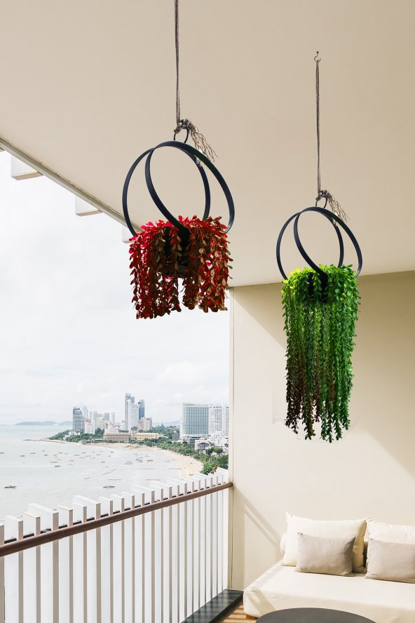 Flower Tavana Asılan Ferforje Çiçeklik Bahçe Balkon Çiçek Saksı Standı Dekoratif Duvar Saksılık Askı ürün görseli 1
