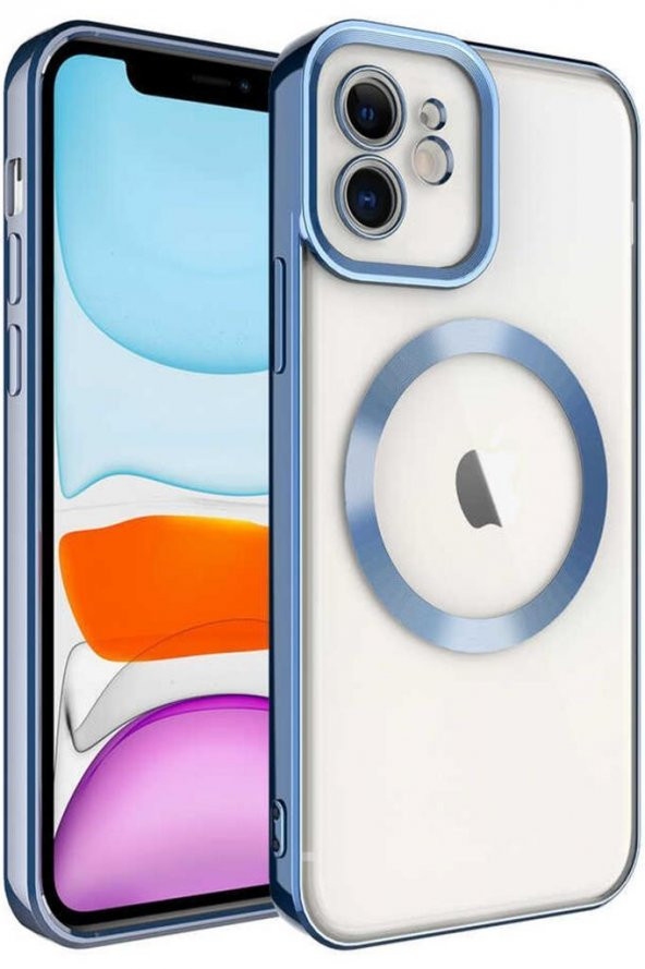 Apple iPhone 12 Kılıf Köşeleri Renkli Şeffaf Kamera Korumalı Magsafe Lüx Kılıf ürün görseli 1