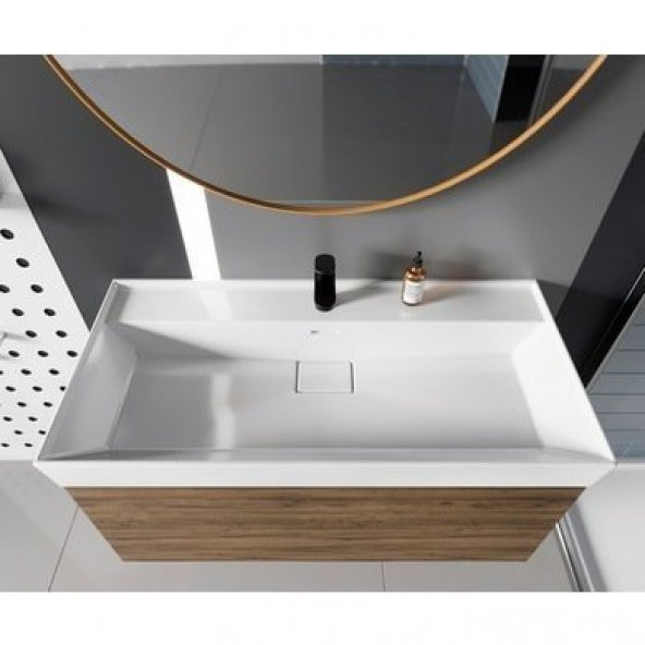 Turkuaz Cerastyle Sharp Etajer Uyumlu Lavabo Damlalıklı 100x48 cm ürün görseli 1