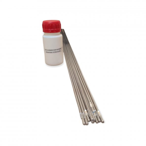 ALÜMİNYUM KAYNAK TELİ 3,2 mm (10 ADET) +  ALÜMİNYUM KAYNAK DEKAPANI KÜÇÜK KUTU (50 gr) ürün görseli 1