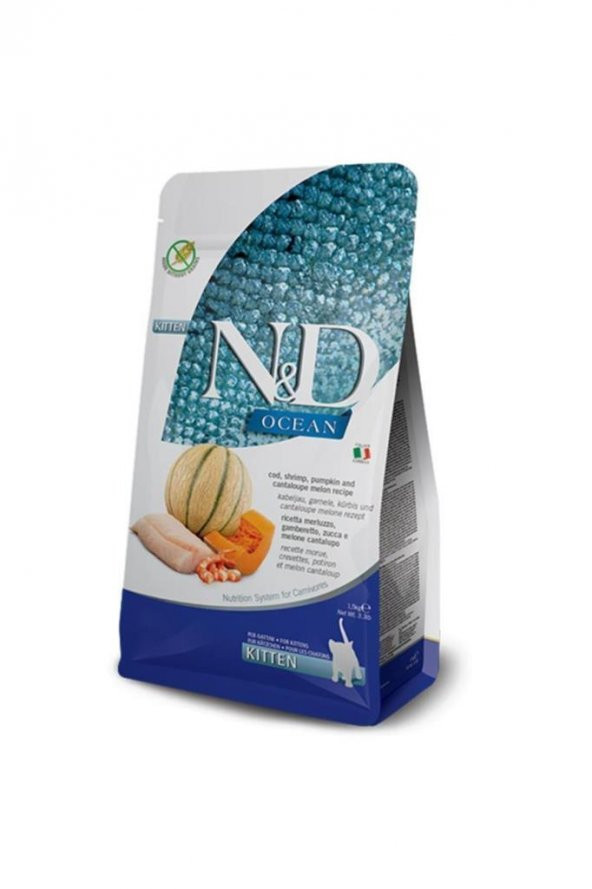 ND N&D Ocean Kitten Balkabaklı Morina Karidesli Kavunlu Yavru Kedi Maması 5 Kg ürün görseli 1