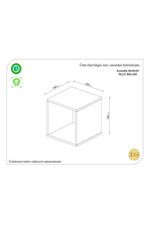 ÜNÜVAR KONSEPT Kca Mobilya Antrasit Box Komodin - Resim 2
