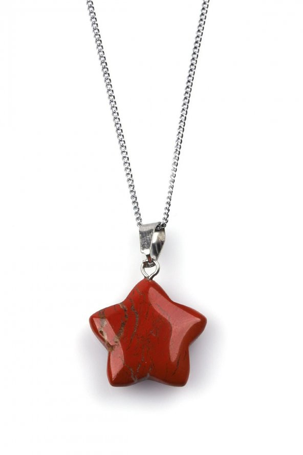 Red  Jasper Doğal Taş Yıldız Model Kolye ürün görseli 1