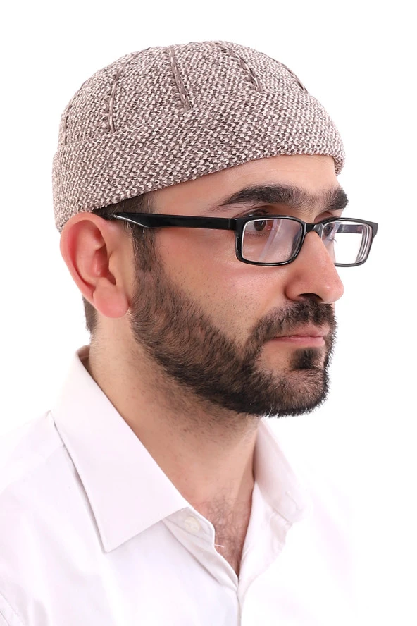 Kahverengi Katlamalı Çift Renk Kışlık Kadife Takke ürün görseli 1
